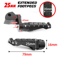 {Rear}  Fits Triumph Scrambler Bonneville EFI T100 25mm Adjustable R-FIGHT Foot Pegs - MC Motoparts