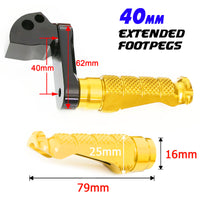 {Rear}  Fits Kawasaki ZH2 ZX-10R Z E-1 Ninja 7 40mm Extension R-FIGHT Foot Pegs - MC Motoparts