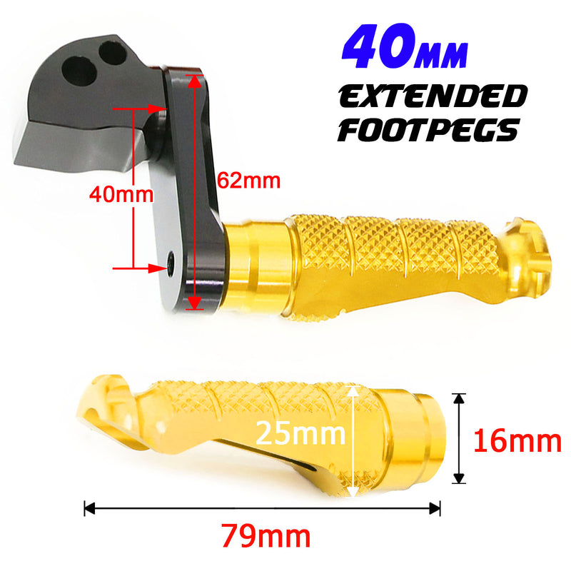{Rear}  Fits Kawasaki Ninja ZX-4RR-ZX-25R Z7 40mm Adjustable Rear R-FIGHT Foot Pegs - MC Motoparts