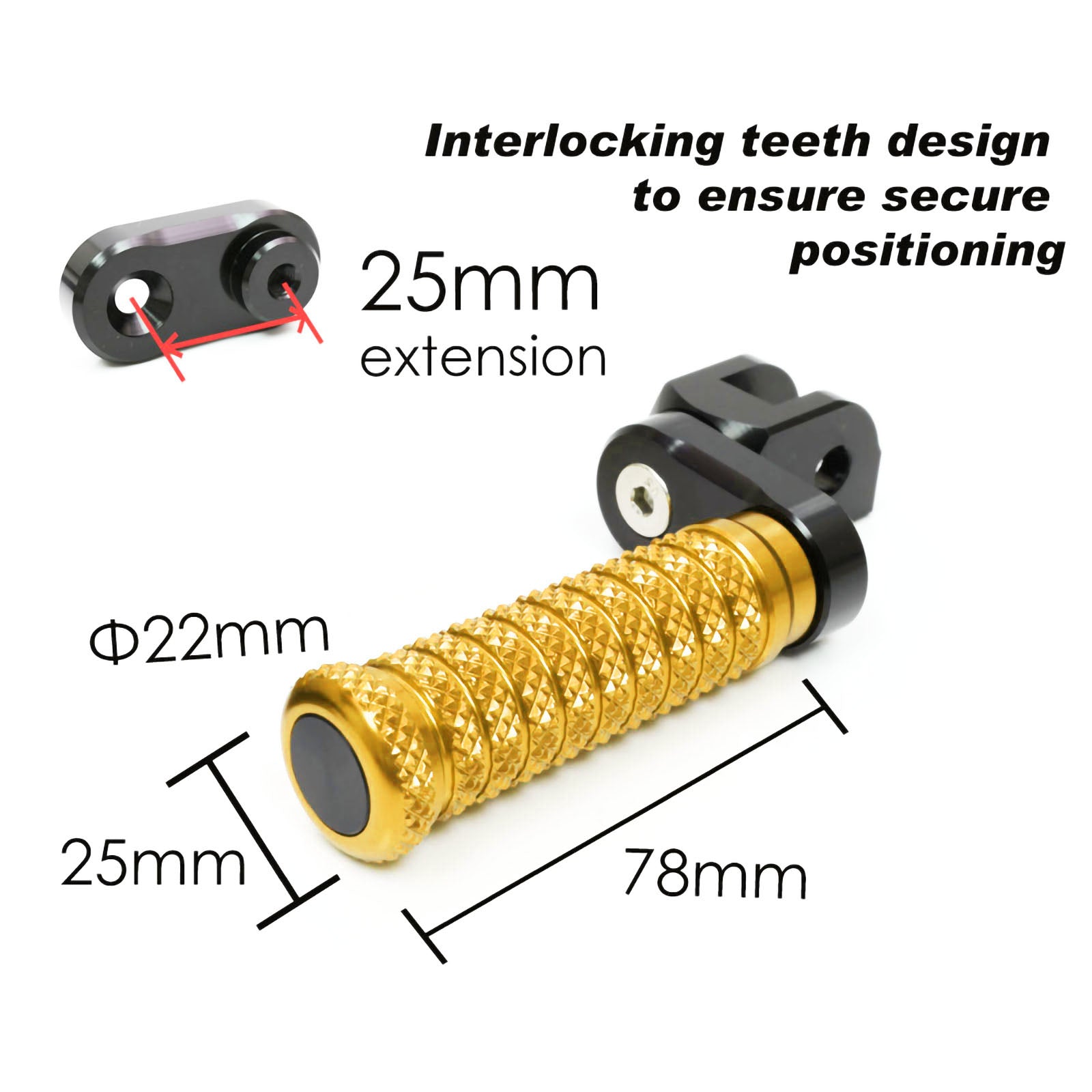 {Rear}  Fits Triumph Scrambler Bonneville EFI T100 25mm Adjustable POLE Foot Pegs - MC Motoparts