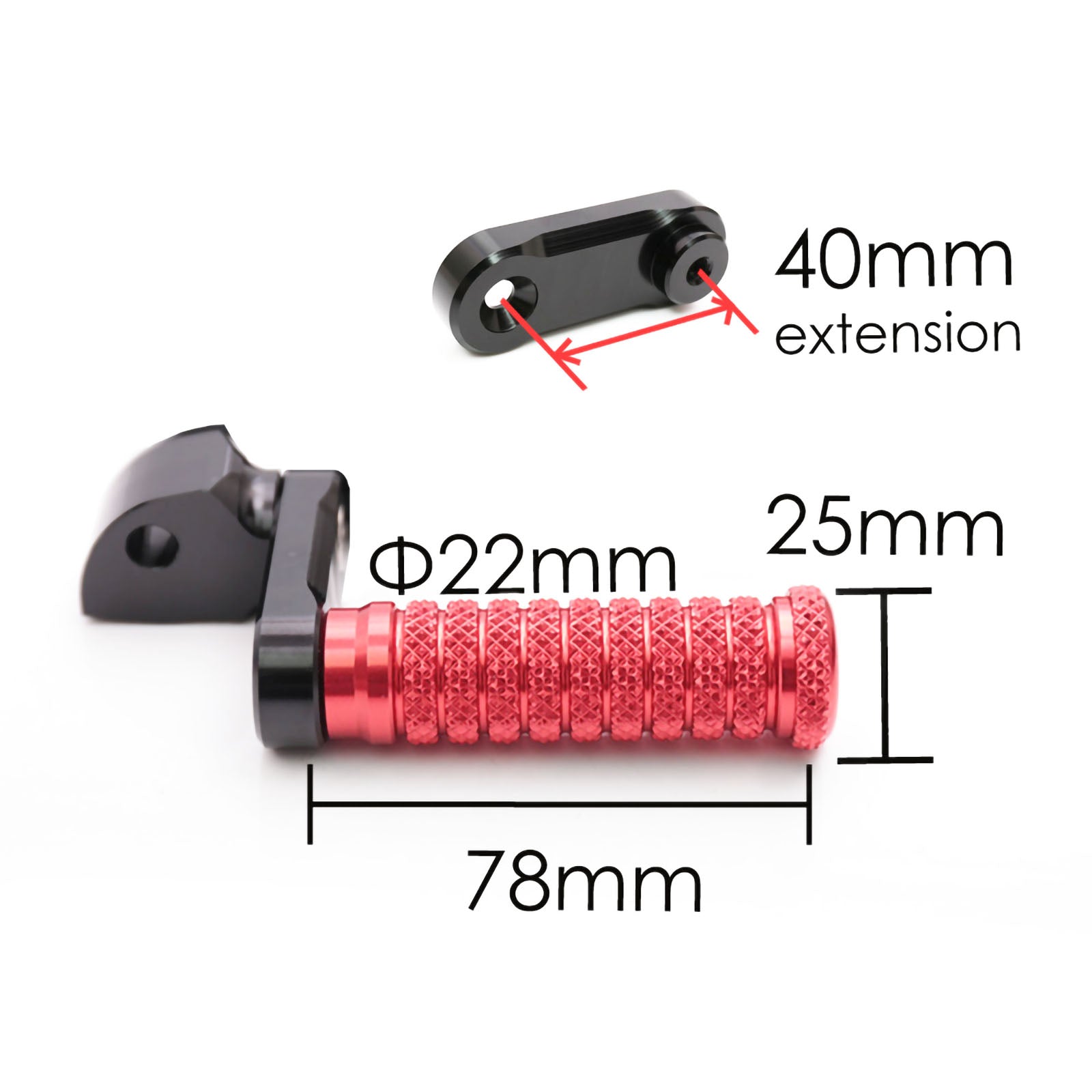 {Rear}  Fits Triumph Scrambler Bonneville EFI T100 40mm Adjustable POLE Foot Pegs - MC Motoparts