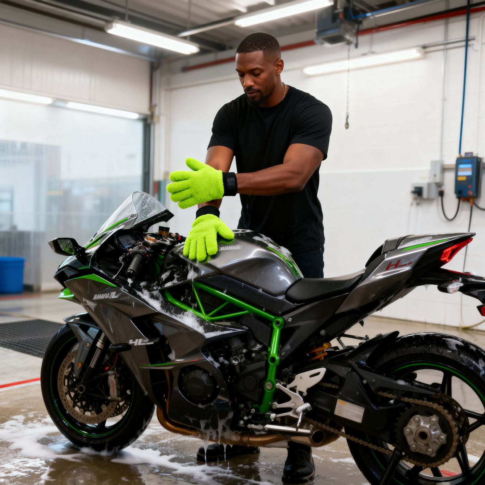 UltraSoft 5-Finger Motorcycle Cleaning Glove (1pc) – Durable, Heat-Resistant & Multi-Surface - MC Motoparts
