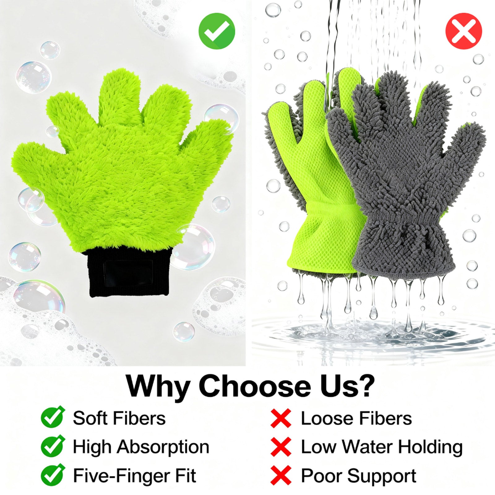 Ultrasoft 5-Finger Car Detailing Gloves (2pcs) – High Absorption & Heat Resistant - MC Motoparts