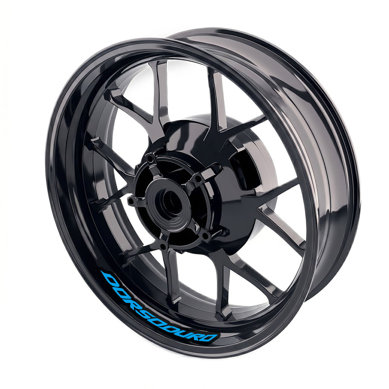 Aprilia Dorsoduro 1200, 750, 900 wheel rim sticker set by StickerBao, bike-specific inner rim decals for stylish wheel accents.