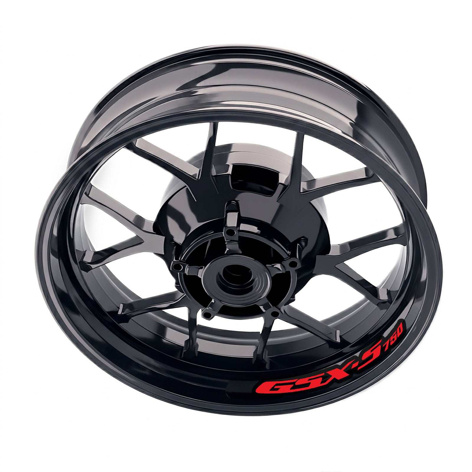 Red Suzuki GSXS 750 wheel rim stickers set by StickerBao, bike model-specific decal decals for inner rims.