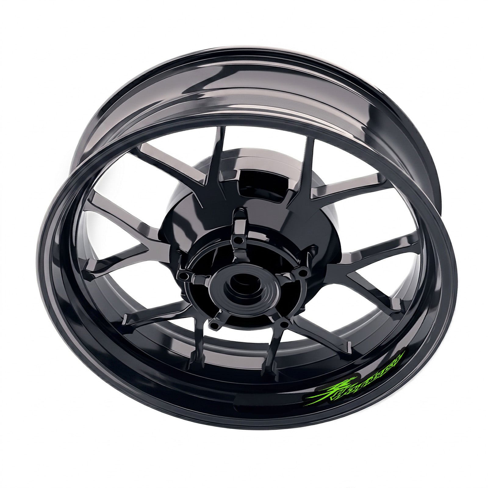 Suzuki GSX1300R Hayabusa inner rim sticker set with wheel decals, featuring brand-specific bike model graphics on rim decals.