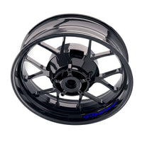 Suzuki Hayabusa GSX1300R wheel stickers and rim decals set by StickerBao, featuring bike model-specific inner rim decals on alloy wheels.