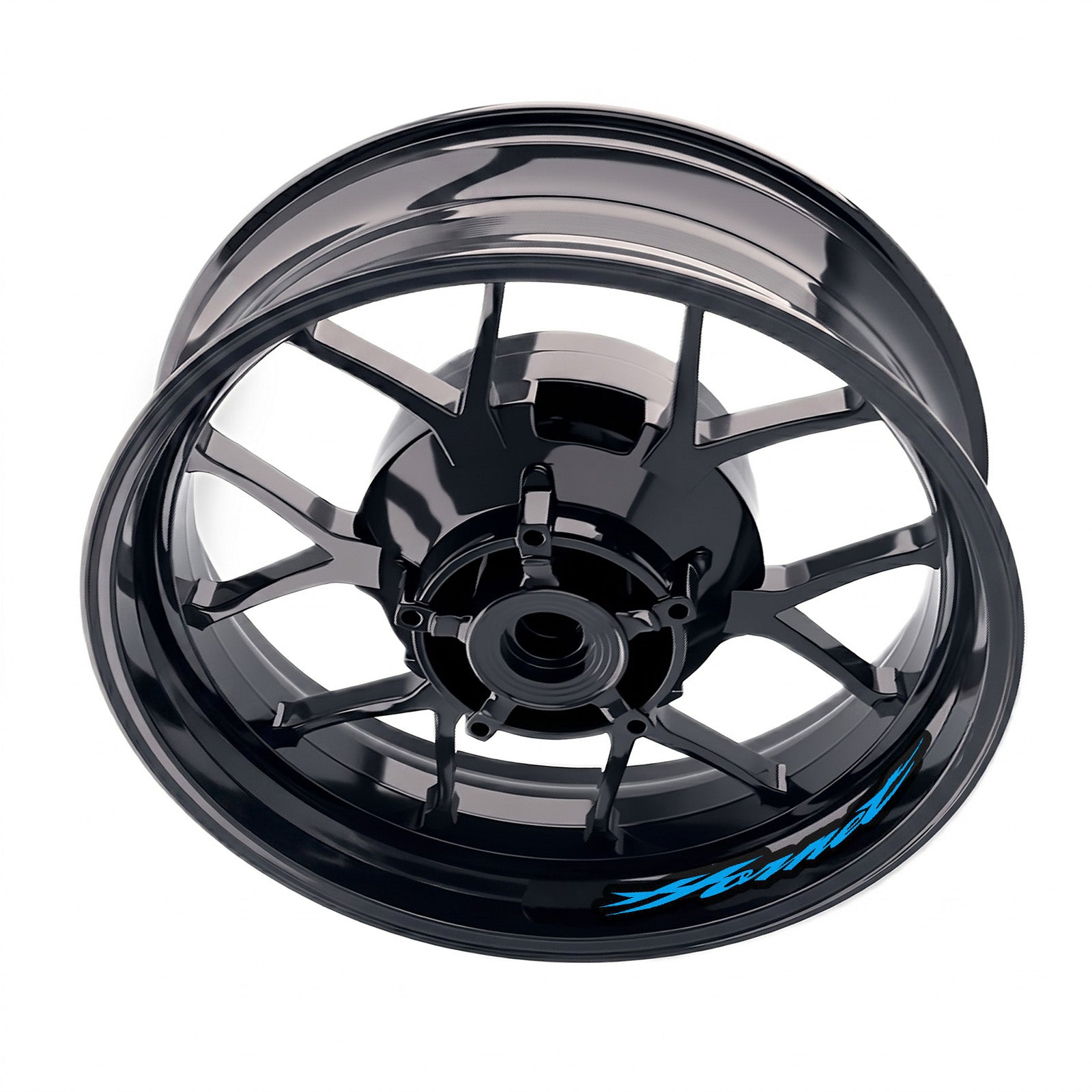 Honda CB 600F Hornet wheel rim sticker set with decals, featuring bike-specific inner rim decals in black and white.