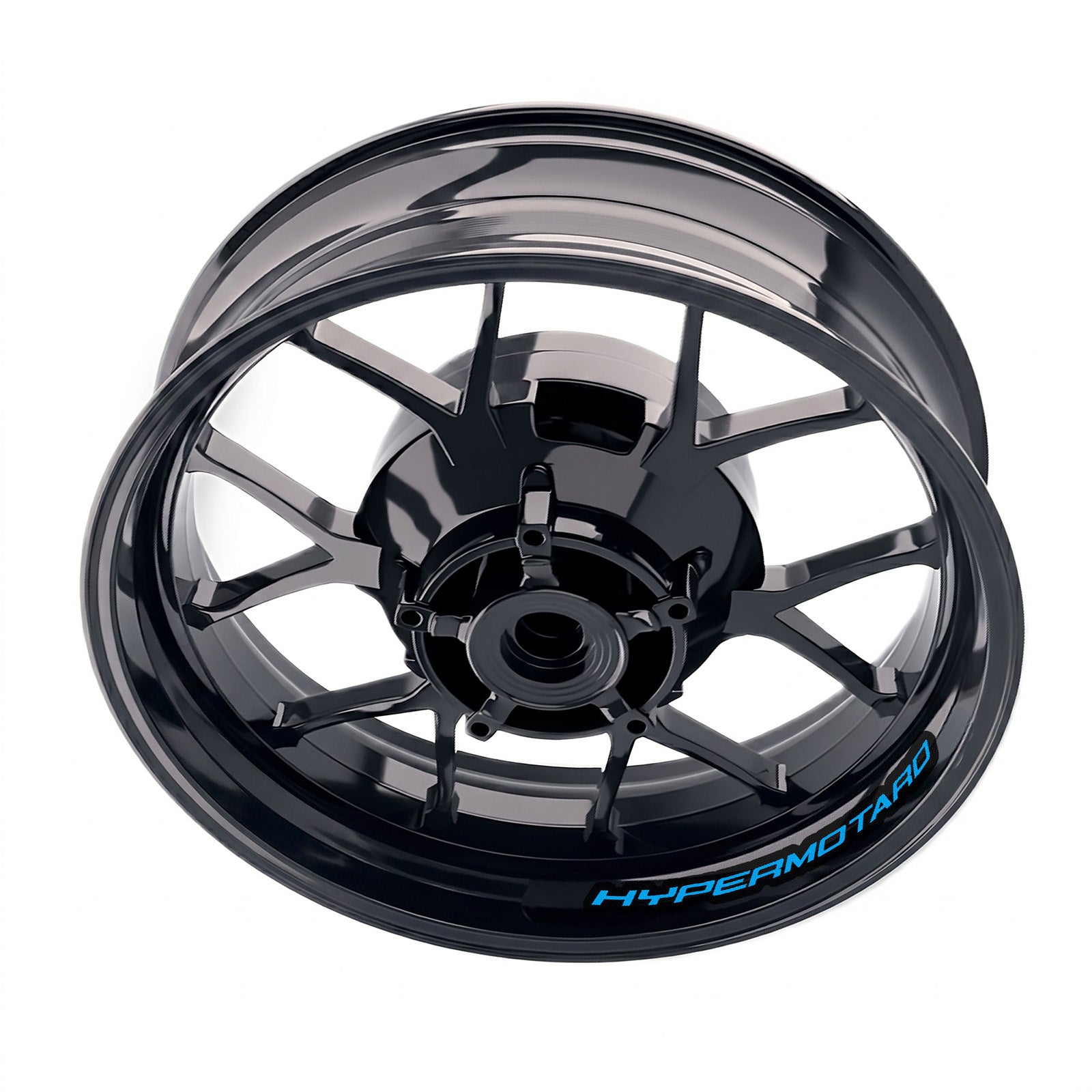 Ducati Hypermotard 1100 wheel stickers and rim decals set by StickerBao, featuring model-specific bike wheel decal design.