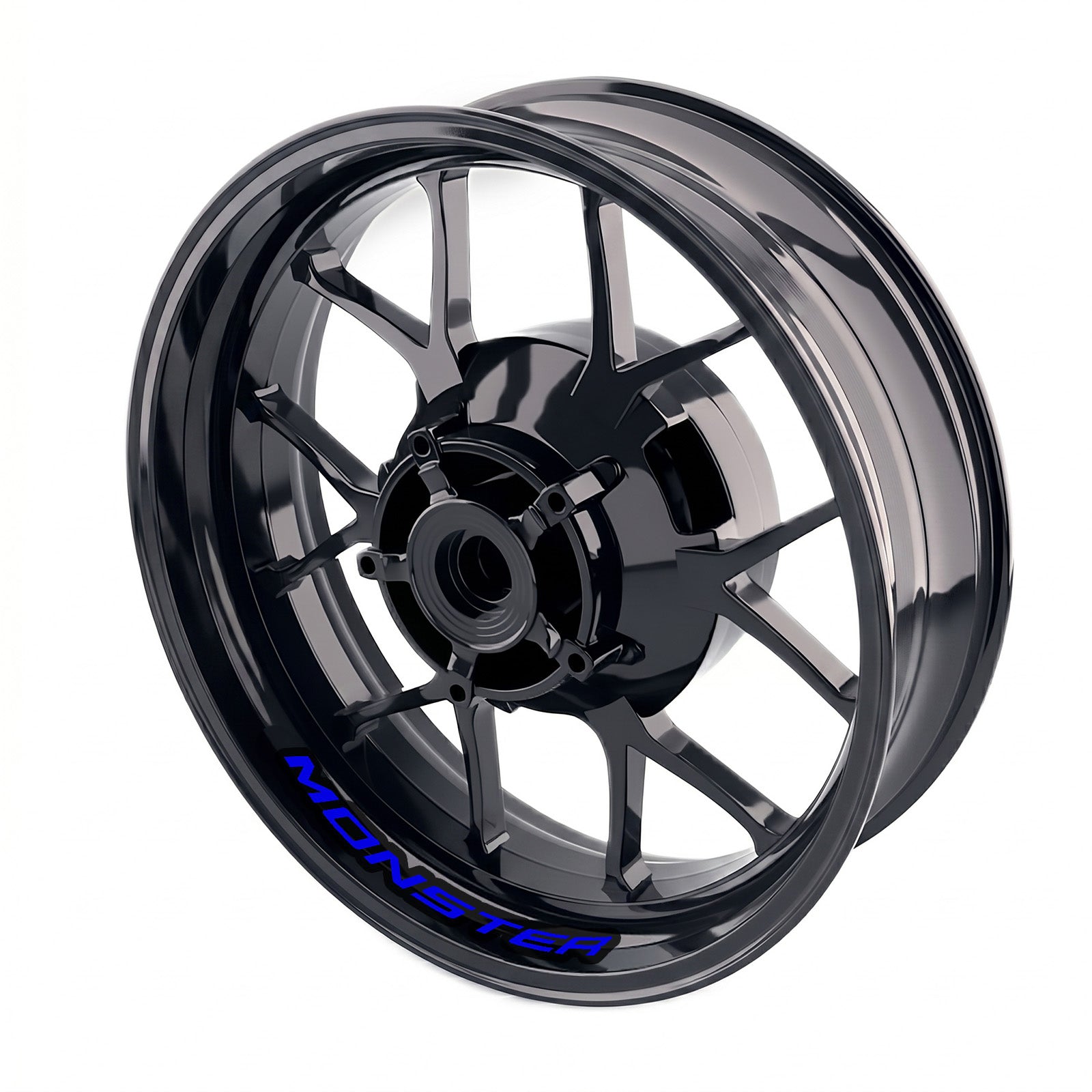 Ducati Monster 797 wheel stickers and rim decals set by StickerBao, featuring bike-specific inner rim decal design for custom motorcycle styling.