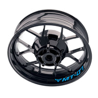 Yamaha MT07 inner rim sticker set by StickerBao, bike-specific wheel decals with black and gold design on motorcycle rims.