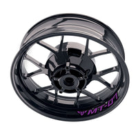 Yamaha MT07 inner rim sticker set with bike model-specific wheel decals, featuring vibrant design for bike wheel customization.