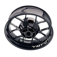 Yamaha MT07 inner rim sticker set by StickerBao, bike model-specific wheel decals, black and white rim decals on motorcycle wheel