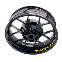 Yamaha MT07 bike wheel decals set with inner rim stickers, featuring colorful bike model-specific wheel decals by StickerBao.