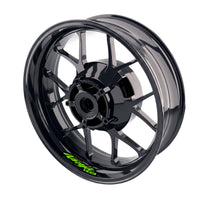 Kawasaki Ninja H2 H2R inner rim sticker set by StickerBao, wheel decals with black and green design on motorcycle rims.