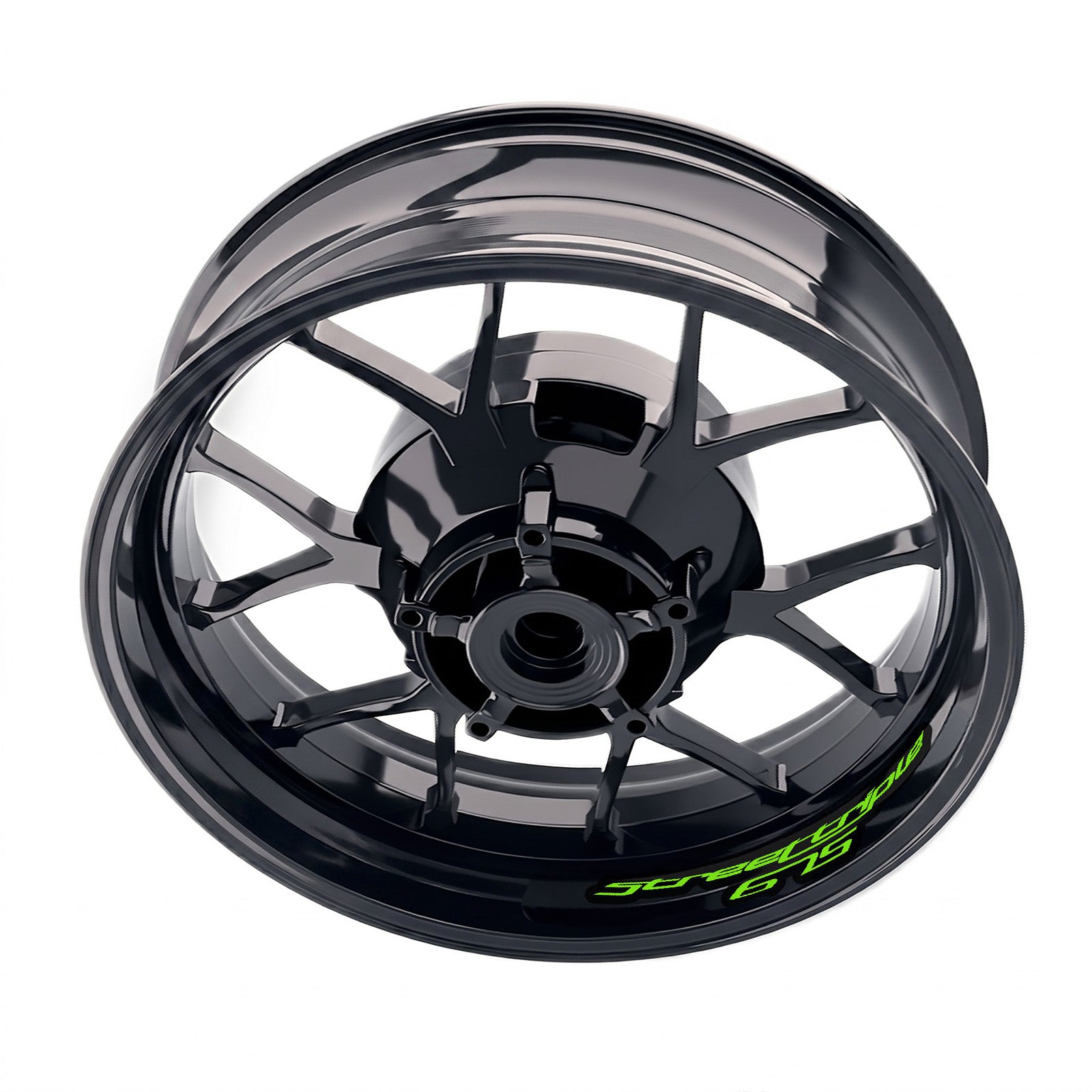 Triumph Street Triple 675 wheel rim sticker set by StickerBao, bike-specific decals for inner rim customization.