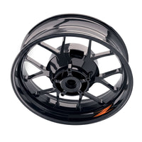 Kawasaki Z750 inner rim sticker set by StickerBao, bike wheel decals with orange and white design for model-specific rim decoration.