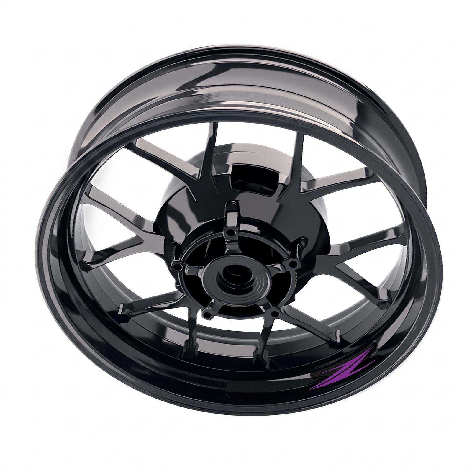Kawasaki Z750 wheel stickers and rim decals set by StickerBao, featuring bike-specific inner rim decal design for custom motorcycle wheels.