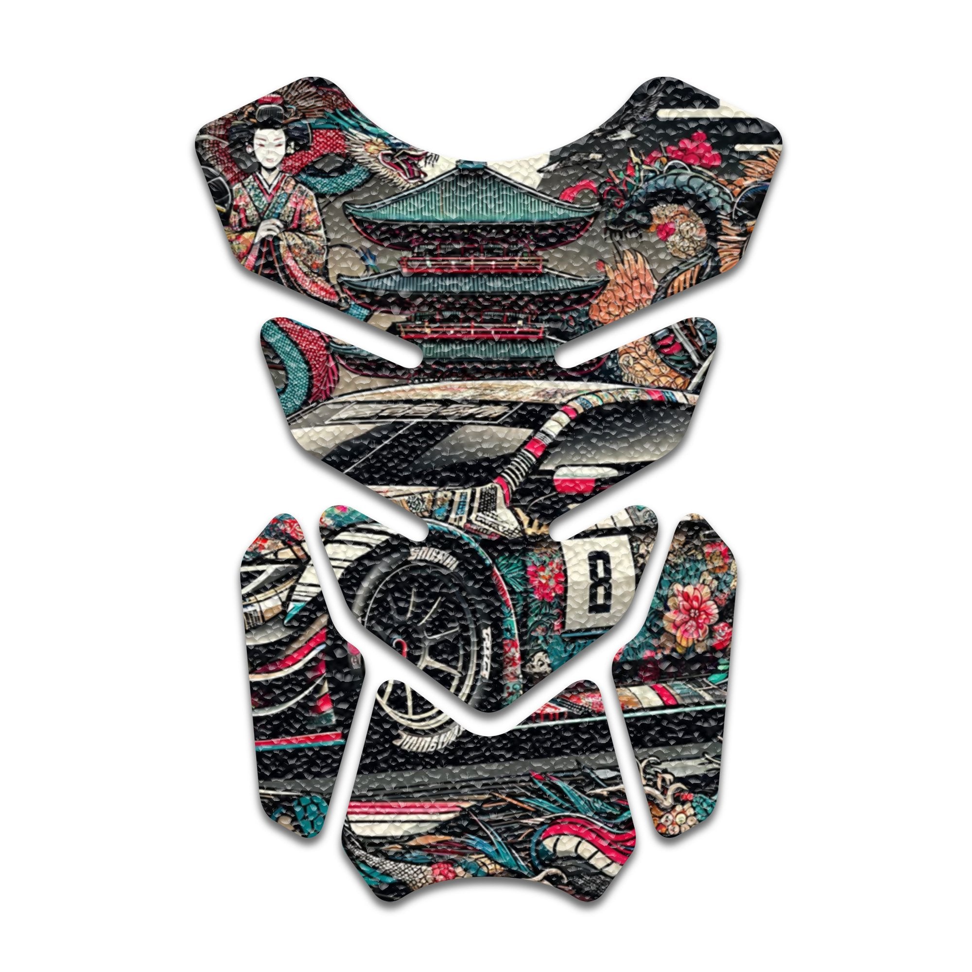 Gas Tank Sticker Motorcycle Tank Pad Protector Anti Slip Shield Vintage Wave - MC Motoparts