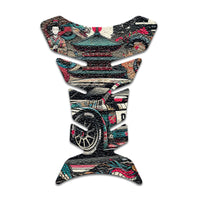 Gas Tank Sticker Motorcycle Tank Pad Protector Anti Slip Fish Bone Vintage Wave - MC Motoparts