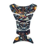 Gas Tank Sticker Motorcycle Tank Pad Protector Anti Slip Fish Bone Vintage Wave - MC Motoparts