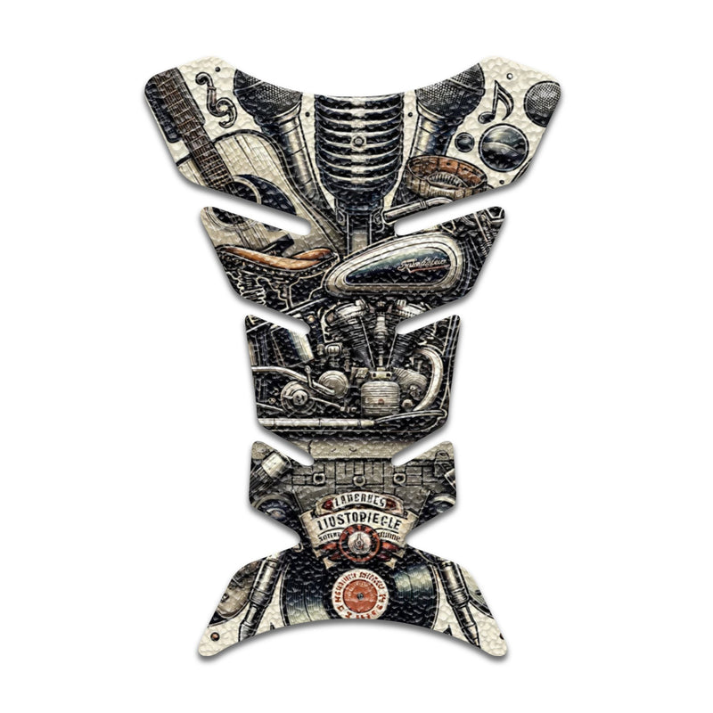 Gas Tank Sticker Motorcycle Tank Pad Protector Anti Slip Fish Bone Vintage Wave - MC Motoparts