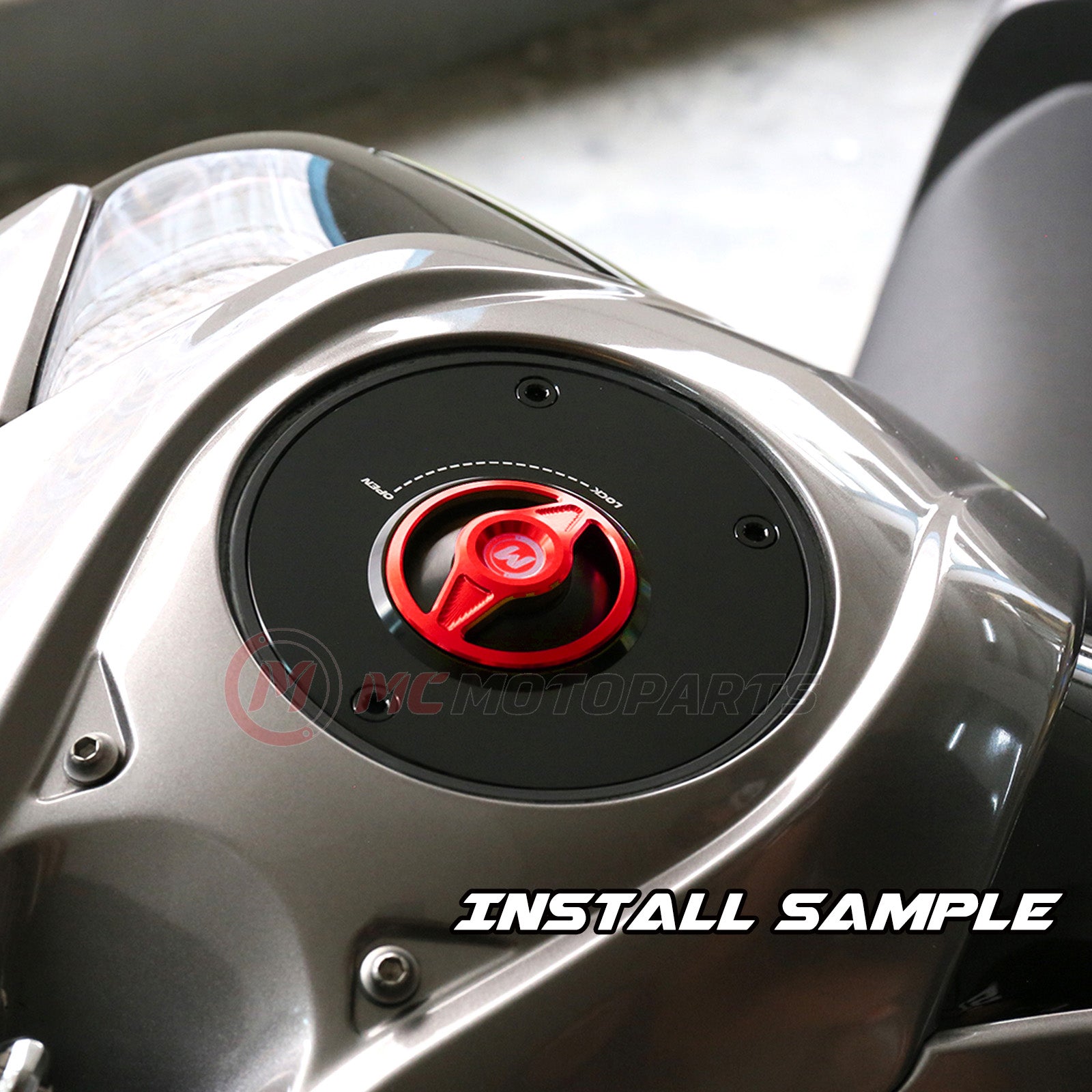 Red Quick Lock Release REVO fuel cap installation