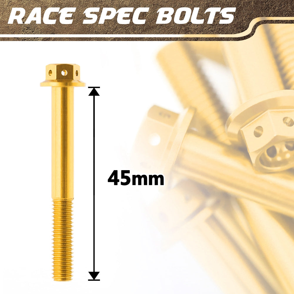Gold Aluminium Pre-drilled Flanged Hex Head Race Spec Bolt