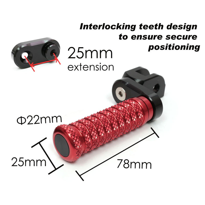 Fit Honda CBR300R CBR500R CBR600 25mm Extension M-Grip POLE Front Foot Pegs - MC Motoparts