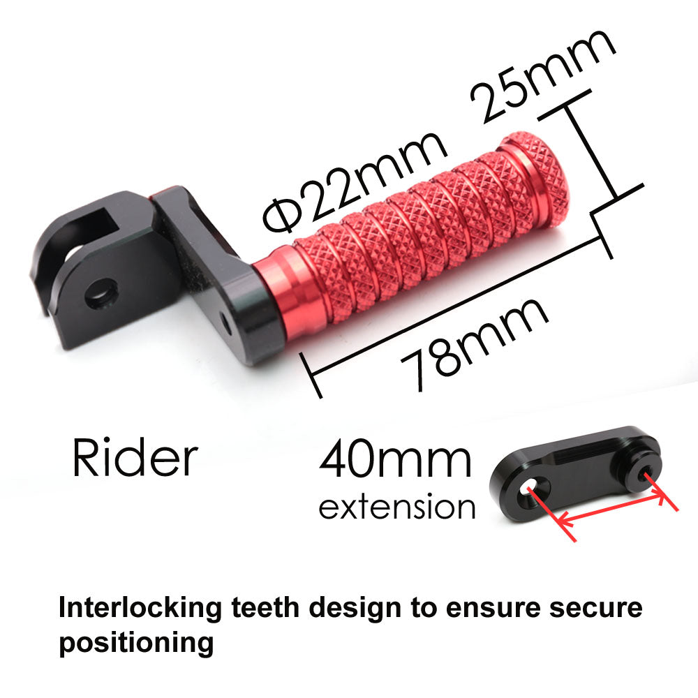 Fit Ducati Monster 696 796 1000 1100 40mm Extension M-Grip POLE Front Foot Pegs - MC Motoparts