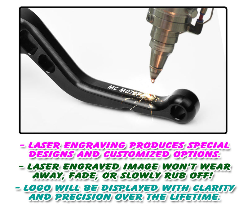 Fit Kawasaki Z800 13-16 Logo Engraved Green Brake Clutch Long Lever - MC Motoparts