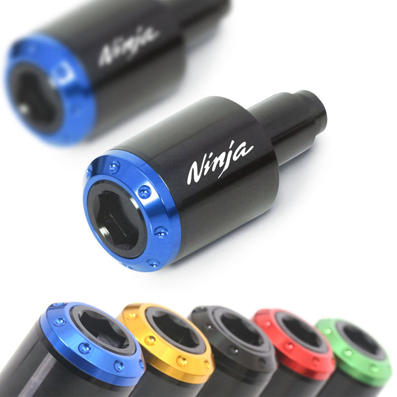 Fit Kawasaki ZX-6R ZX-10R Ninja Engraved Logo ATOM Bar Ends - MC Motoparts