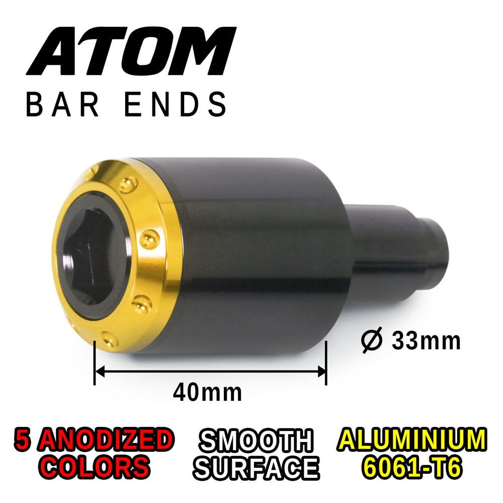 Fit Ducati Hypermotard 1100 07-14 Engraved Logo ATOM Bar Ends - MC Motoparts