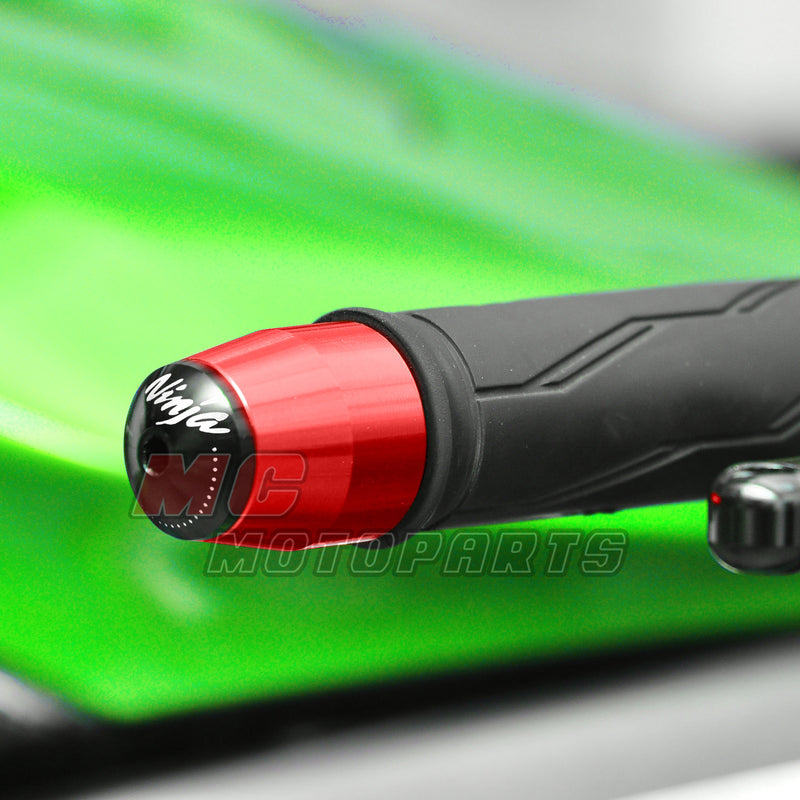 Fit Kawasaki Z125 ZX6R ZX10R Ninja Engraved Logo LIM Bar Ends - MC Motoparts