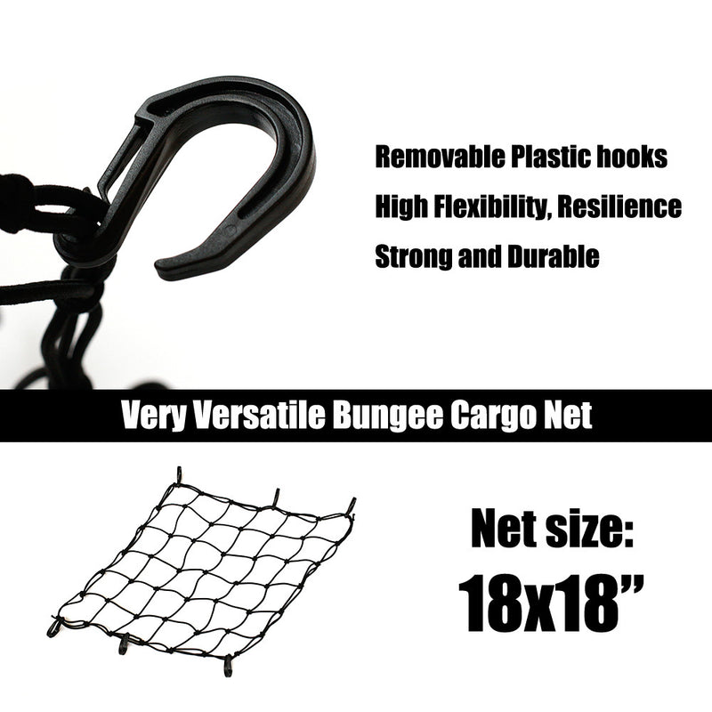 18'' Heavy Duty Cargo Net Mesh Net with 6 POM Hooks - MC Motoparts