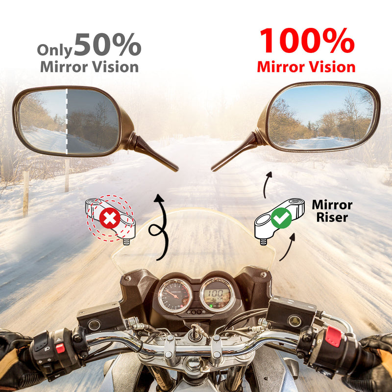 Fit Kawasaki Vulcan 1700 900 S 650 Chrome Side Mirror Extender and Riser - MC Motoparts