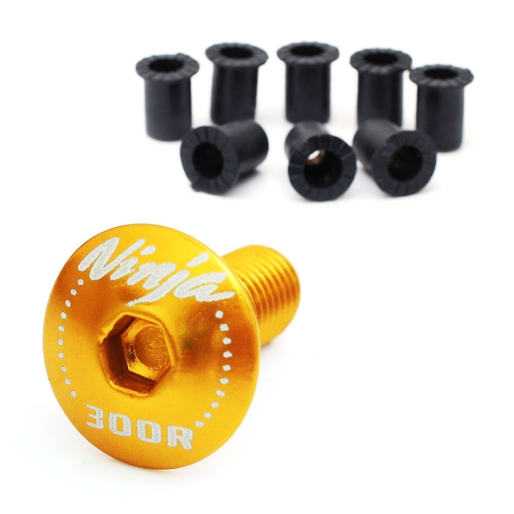 Fit Kawasaki Ninja 300R Engraved Logo Windshield Bolts - MC Motoparts
