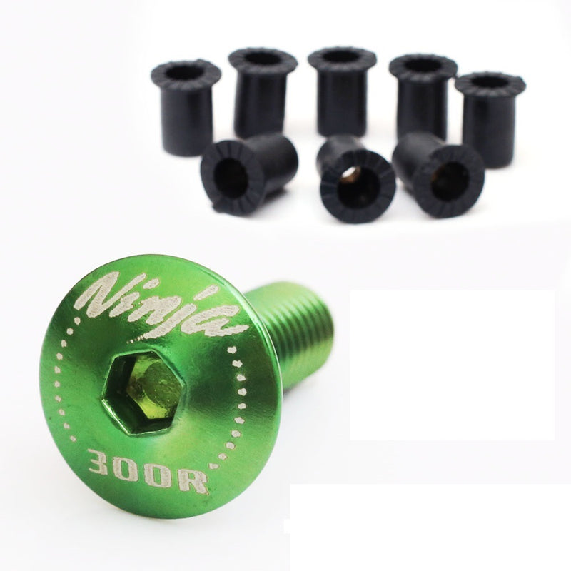 Fit Kawasaki Ninja 300R Engraved Logo Windshield Bolts - MC Motoparts