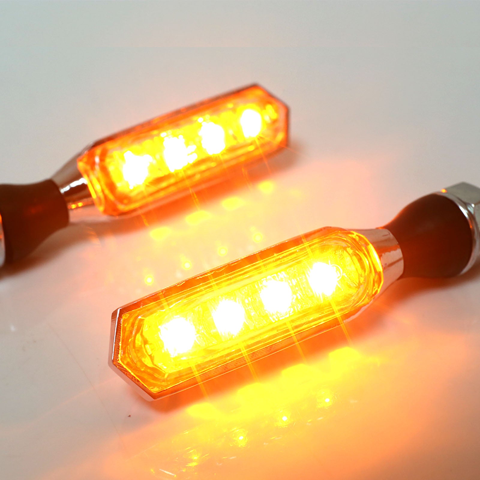 ZERO 4 Super Bright LED Front & Tail Chrome Turn Signal Light - MC Motoparts