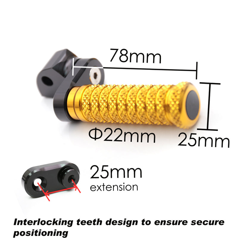 Fits Ducati Hypermotard 821 Multistrada Icon 25mm Adjustable Rear M-GRIP Foot Pegs