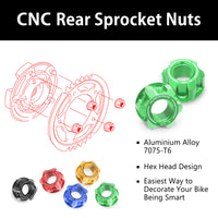 Fit Honda Monkey 125 Grom MSX125 SPOKE6 Billet M8 Rear Sprocket Nuts - MC Motoparts