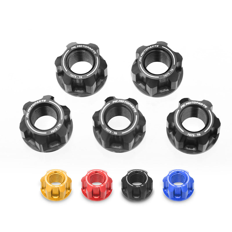 Fit Honda CBR1100XX CBR600F CBR650F SPOKE6 Billet M12 Rear Sprocket Nuts - MC Motoparts