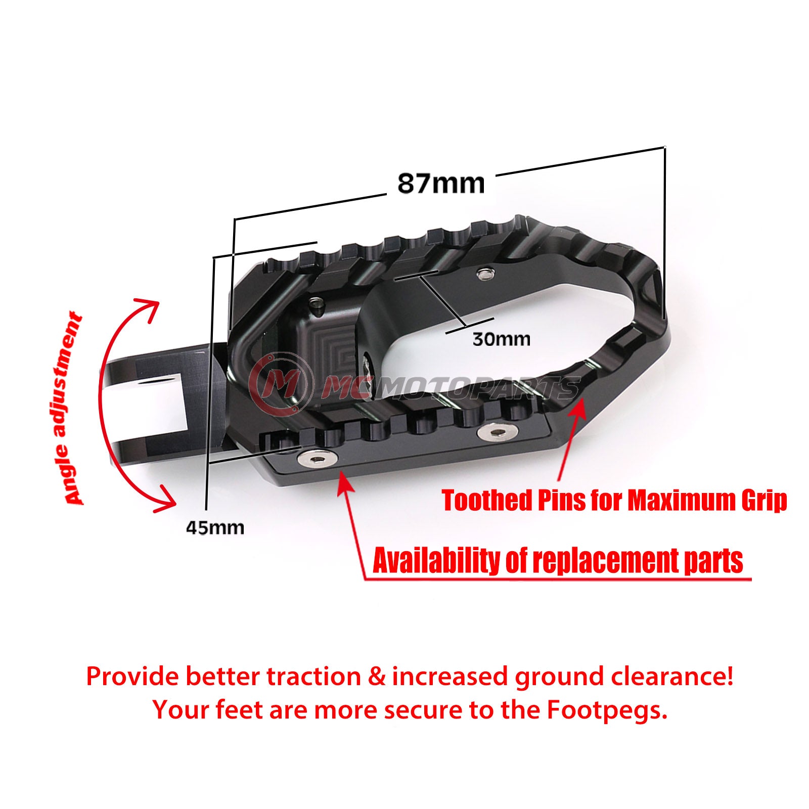 Fits Ducati Scrambler SportTouring Rear TRC Touring Wide Foot Pegs