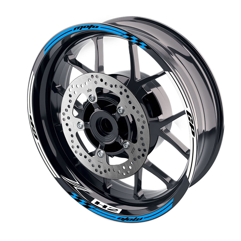 Fit Kawasaki Z H2 Logo Moto GP Check 17 inch Wheel Rim Sticker - MC Motoparts