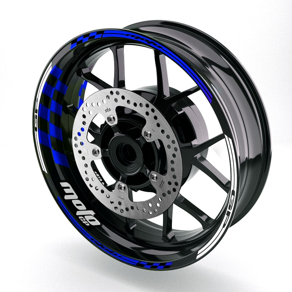 Fit Kawasaki Z750 Z800 Logo Moto GP Check 17 inch Wheel Rim Sticker - MC Motoparts
