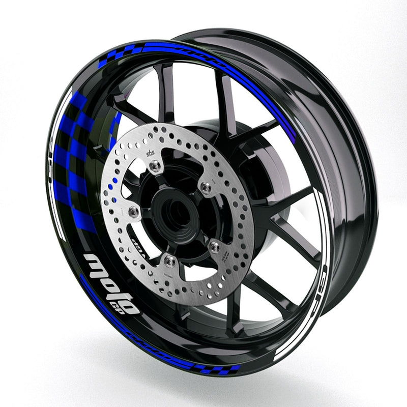 Fit Kawasaki Z750 Z800 Logo Moto GP Check 17 inch Wheel Rim Sticker - MC Motoparts