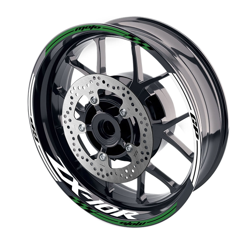 Fit Kawasaki ZX10R Ninja Logo Moto GP Check 17'' Wheel Rim Sticker - MC Motoparts
