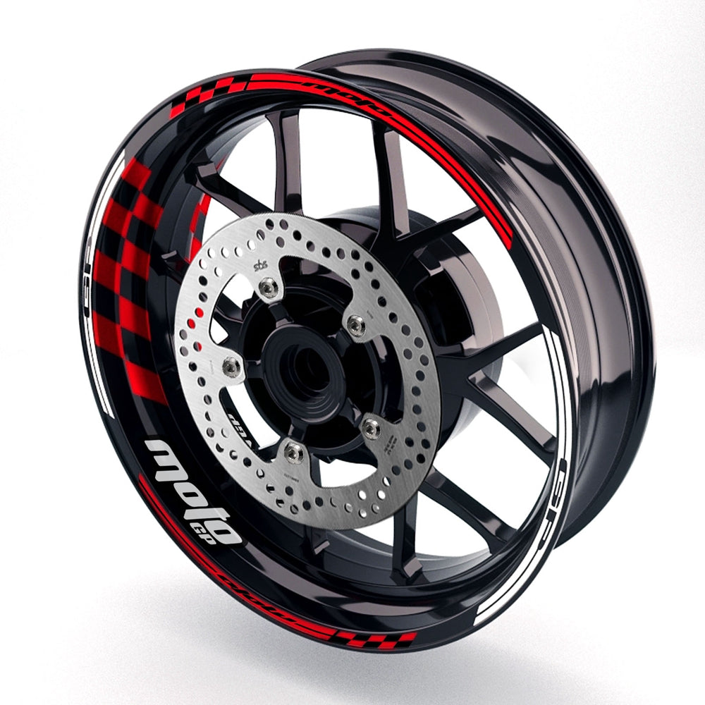 Fit Ducati 1299 Panigale Logo Moto GP Check 17 inch Wheel Rim Sticker - MC Motoparts