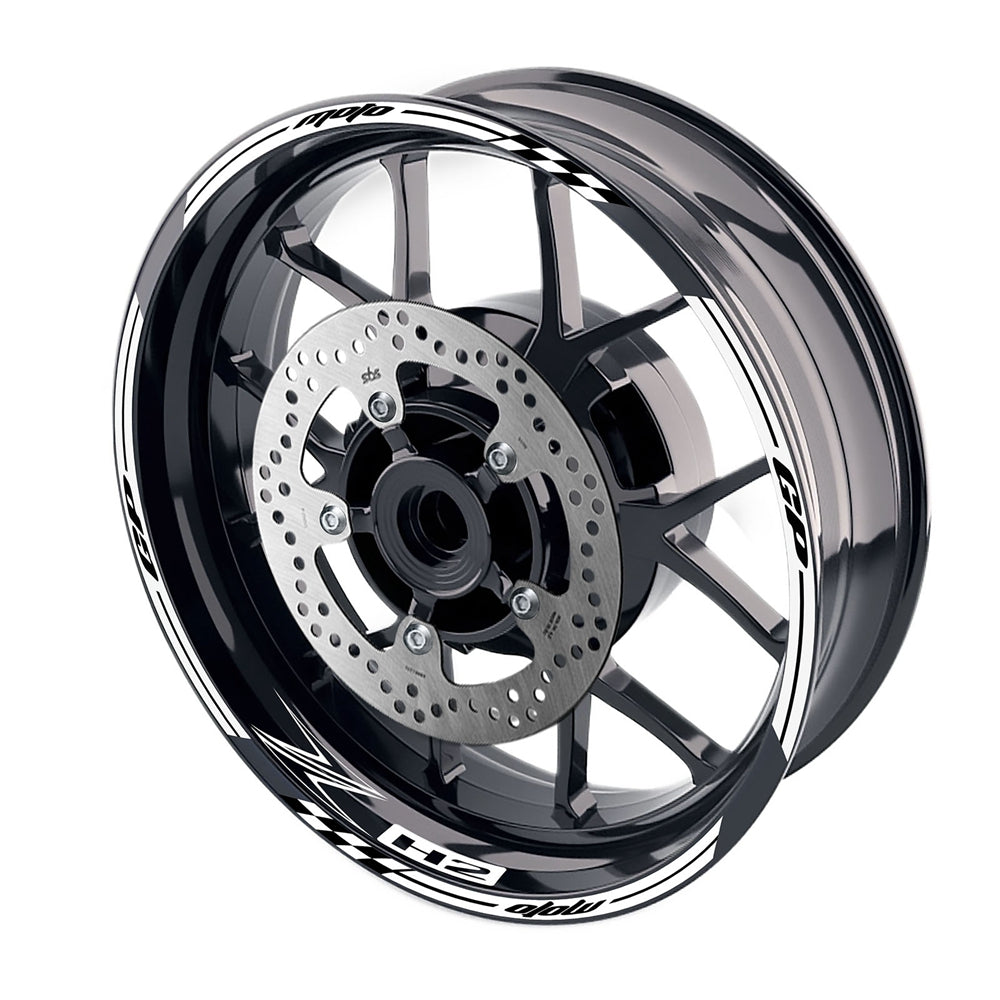 Fit Kawasaki Z H2 Logo Moto GP Check 17 inch Wheel Rim Sticker - MC Motoparts