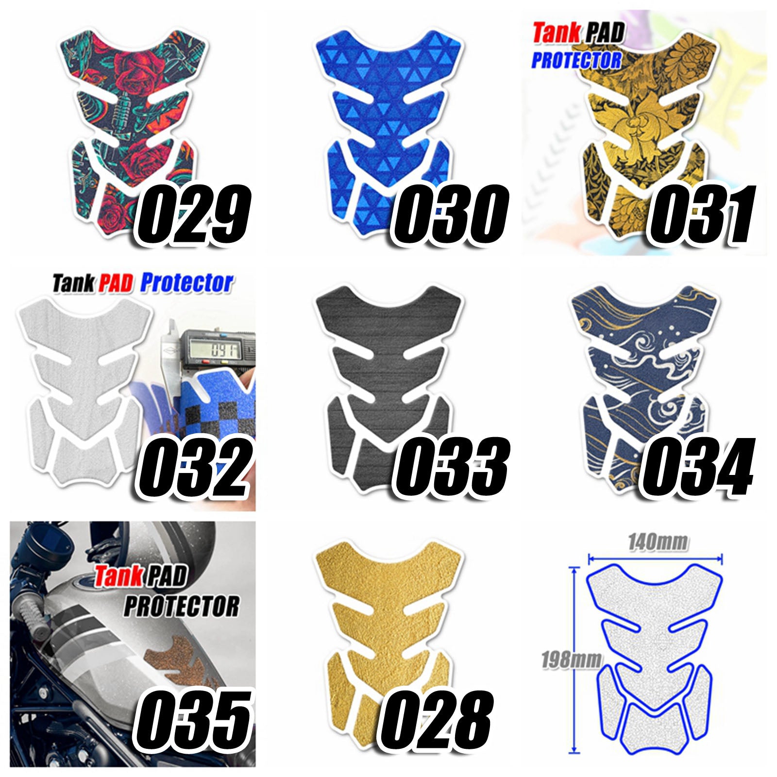 Tank Pad Protector Motorcycle Gas Tank Sticker Anti Slip Pattern Shield MC Motoparts x StickerBao